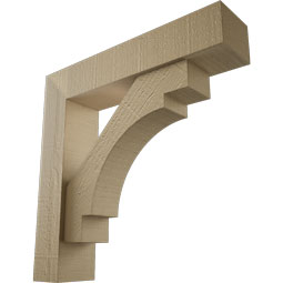Ekena Millwork - BKTUROMRC44 - Timberthane Rough Cedar Faux Wood Merced Block Bracket w/ Offset Brace