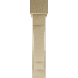 Ekena Millwork - BKTUR0352X18X18MRC05RCPR - Timberthane Faux Wood Merced Style Bracket w/ Offset Brace, Block Ends, 3 1/2"W x 18"D x 18"H, Primed Tan