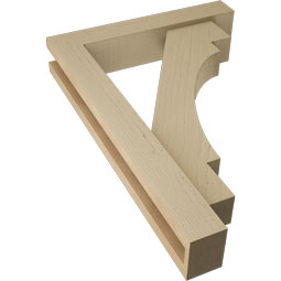 Ekena Millwork - BKTUR0352X18X26MRC05RCPR - Timberthane Faux Wood Merced Style Bracket w/ Offset Brace, Block Ends, 3 1/2"W x 18"D x 26"H, Primed Tan