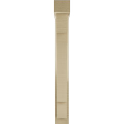 Ekena Millwork - BKTUR0352X18X30MRC05RCPR - Timberthane Faux Wood Merced Style Bracket w/ Offset Brace, Block Ends, 3 1/2"W x 18"D x 30"H, Primed Tan