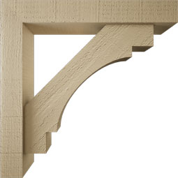 Ekena Millwork - BKTUR0352X20X20MRC05RCPR - Timberthane Faux Wood Merced Style Bracket w/ Offset Brace, Block Ends, 3 1/2"W x 20"D x 20"H, Primed Tan