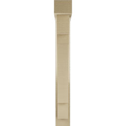 Ekena Millwork - BKTUR0352X20X28MRC05RCPR - Timberthane Faux Wood Merced Style Bracket w/ Offset Brace, Block Ends, 3 1/2"W x 20"D x 28"H, Primed Tan