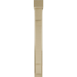 Ekena Millwork - BKTUR0352X20X32MRC05RCPR - Timberthane Faux Wood Merced Style Bracket w/ Offset Brace, Block Ends, 3 1/2"W x 20"D x 32"H, Primed Tan