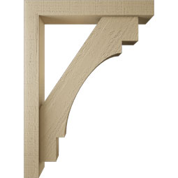 Ekena Millwork - BKTUR0352X22X30MRC05RCPR - Timberthane Faux Wood Merced Style Bracket w/ Offset Brace, Block Ends, 3 1/2"W x 22"D x 30"H, Primed Tan