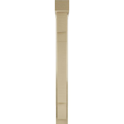 Ekena Millwork - BKTUR0352X22X34MRC05RCPR - Timberthane Faux Wood Merced Style Bracket w/ Offset Brace, Block Ends, 3 1/2"W x 22"D x 34"H, Primed Tan