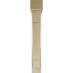 Ekena Millwork - BKTUR0352X24X24MRC05RCPR - Timberthane Faux Wood Merced Style Bracket w/ Offset Brace, Block Ends, 3 1/2"W x 24"D x 24"H, Primed Tan