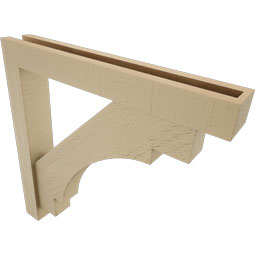 Ekena Millwork - BKTUR0352X24X24MRC05RCPR - Timberthane Faux Wood Merced Style Bracket w/ Offset Brace, Block Ends, 3 1/2"W x 24"D x 24"H, Primed Tan