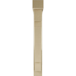 Ekena Millwork - BKTUR0352X24X28MRC05RCPR - Timberthane Faux Wood Merced Style Bracket w/ Offset Brace, Block Ends, 3 1/2"W x 24"D x 28"H, Primed Tan