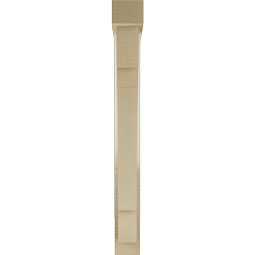 Ekena Millwork - BKTUR0352X24X32MRC05RCPR - Timberthane Faux Wood Merced Style Bracket w/ Offset Brace, Block Ends, 3 1/2"W x 24"D x 32"H, Primed Tan