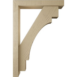 Ekena Millwork - BKTUR0352X24X36MRC05RCPR - Timberthane Faux Wood Merced Style Bracket w/ Offset Brace, Block Ends, 3 1/2"W x 24"D x 36"H, Primed Tan