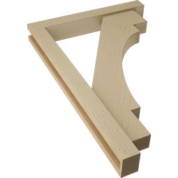 Ekena Millwork - BKTUR0352X24X36MRC05RCPR - Timberthane Faux Wood Merced Style Bracket w/ Offset Brace, Block Ends, 3 1/2"W x 24"D x 36"H, Primed Tan