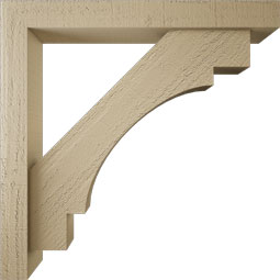 Ekena Millwork - BKTUR0352X26X26MRC05RCPR - Timberthane Faux Wood Merced Style Bracket w/ Offset Brace, Block Ends, 3 1/2"W x 26"D x 26"H, Primed Tan
