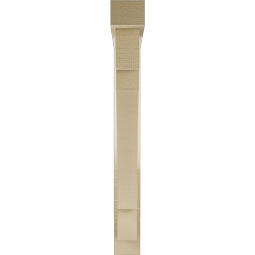 Ekena Millwork - BKTUR0352X26X30MRC05RCPR - Timberthane Faux Wood Merced Style Bracket w/ Offset Brace, Block Ends, 3 1/2"W x 26"D x 30"H, Primed Tan