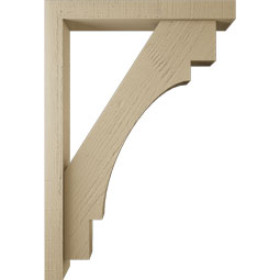 Ekena Millwork - BKTUR0352X26X38MRC05RCPR - Timberthane Faux Wood Merced Style Bracket w/ Offset Brace, Block Ends, 3 1/2"W x 26"D x 38"H, Primed Tan