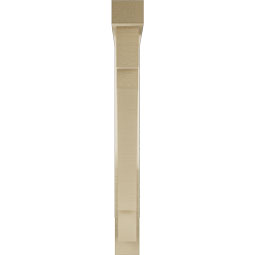Ekena Millwork - BKTUR0352X28X32MRC05RCPR - Timberthane Faux Wood Merced Style Bracket w/ Offset Brace, Block Ends, 3 1/2"W x 28"D x 32"H, Primed Tan