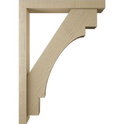 Ekena Millwork - BKTUR0352X28X40MRC05RCPR - Timberthane Faux Wood Merced Style Bracket w/ Offset Brace, Block Ends, 3 1/2"W x 28"D x 40"H, Primed Tan