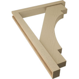 Ekena Millwork - BKTUR0352X28X40MRC05RCPR - Timberthane Faux Wood Merced Style Bracket w/ Offset Brace, Block Ends, 3 1/2"W x 28"D x 40"H, Primed Tan