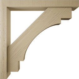 Ekena Millwork - BKTUR0352X30X30MRC05RCPR - Timberthane Faux Wood Merced Style Bracket w/ Offset Brace, Block Ends, 3 1/2"W x 30"D x 30"H, Primed Tan