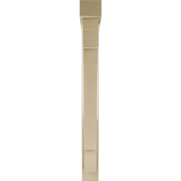 Ekena Millwork - BKTUR0352X30X34MRC05RCPR - Timberthane Faux Wood Merced Style Bracket w/ Offset Brace, Block Ends, 3 1/2"W x 30"D x 34"H, Primed Tan