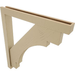Ekena Millwork - BKTUR0352X30X34MRC05RCPR - Timberthane Faux Wood Merced Style Bracket w/ Offset Brace, Block Ends, 3 1/2"W x 30"D x 34"H, Primed Tan