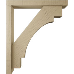 Ekena Millwork - BKTUR0352X30X36MRC05RCPR - Timberthane Faux Wood Merced Style Bracket w/ Offset Brace, Block Ends, 3 1/2"W x 30"D x 36"H, Primed Tan