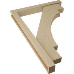 Ekena Millwork - BKTUR0352X30X42MRC05RCPR - Timberthane Faux Wood Merced Style Bracket w/ Offset Brace, Block Ends, 3 1/2"W x 30"D x 42"H, Primed Tan
