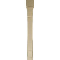 Ekena Millwork - BKTUR0352X32X32MRC05RCPR - Timberthane Faux Wood Merced Style Bracket w/ Offset Brace, Block Ends, 3 1/2"W x 32"D x 32"H, Primed Tan