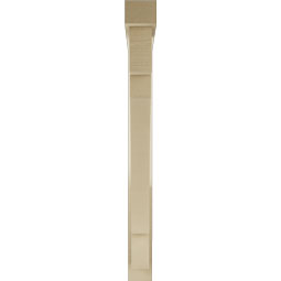 Ekena Millwork - BKTUR0352X32X36MRC05RCPR - Timberthane Faux Wood Merced Style Bracket w/ Offset Brace, Block Ends, 3 1/2"W x 32"D x 36"H, Primed Tan