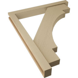 Ekena Millwork - BKTUR0352X32X38MRC05RCPR - Timberthane Faux Wood Merced Style Bracket w/ Offset Brace, Block Ends, 3 1/2"W x 32"D x 38"H, Primed Tan