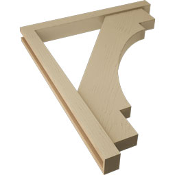 Ekena Millwork - BKTUR0352X32X40MRC05RCPR - Timberthane Faux Wood Merced Style Bracket w/ Offset Brace, Block Ends, 3 1/2"W x 32"D x 40"H, Primed Tan