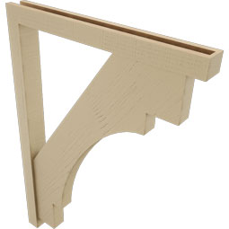 Ekena Millwork - BKTUR0352X32X44MRC05RCPR - Timberthane Faux Wood Merced Style Bracket w/ Offset Brace, Block Ends, 3 1/2"W x 32"D x 44"H, Primed Tan