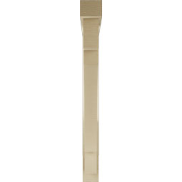 Ekena Millwork - BKTUR0352X34X34MRC05RCPR - Timberthane Faux Wood Merced Style Bracket w/ Offset Brace, Block Ends, 3 1/2"W x 34"D x 34"H, Primed Tan