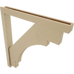 Ekena Millwork - BKTUR0352X34X38MRC05RCPR - Timberthane Faux Wood Merced Style Bracket w/ Offset Brace, Block Ends, 3 1/2"W x 34"D x 38"H, Primed Tan