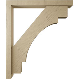 Ekena Millwork - BKTUR0352X34X40MRC05RCPR - Timberthane Faux Wood Merced Style Bracket w/ Offset Brace, Block Ends, 3 1/2"W x 34"D x 40"H, Primed Tan