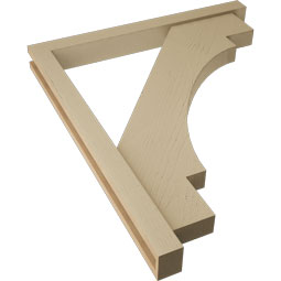 Ekena Millwork - BKTUR0352X34X40MRC05RCPR - Timberthane Faux Wood Merced Style Bracket w/ Offset Brace, Block Ends, 3 1/2"W x 34"D x 40"H, Primed Tan