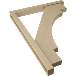 Ekena Millwork - BKTUR0352X36X48MRC05RCPR - Timberthane Faux Wood Merced Style Bracket w/ Offset Brace, Block Ends, 3 1/2"W x 36"D x 48"H, Primed Tan