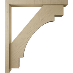Ekena Millwork - BKTUR0352X38X44MRC05RCPR - Timberthane Faux Wood Merced Style Bracket w/ Offset Brace, Block Ends, 3 1/2"W x 38"D x 44"H, Primed Tan