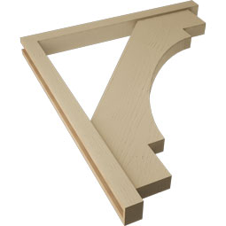 Ekena Millwork - BKTUR0352X38X44MRC05RCPR - Timberthane Faux Wood Merced Style Bracket w/ Offset Brace, Block Ends, 3 1/2"W x 38"D x 44"H, Primed Tan