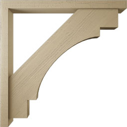 Ekena Millwork - BKTUR0352X40X40MRC05RCPR - Timberthane Faux Wood Merced Style Bracket w/ Offset Brace, Block Ends, 3 1/2"W x 40"D x 40"H, Primed Tan