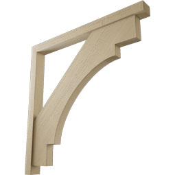 Ekena Millwork - BKTUR0352X40X40MRC05RCPR - Timberthane Faux Wood Merced Style Bracket w/ Offset Brace, Block Ends, 3 1/2"W x 40"D x 40"H, Primed Tan
