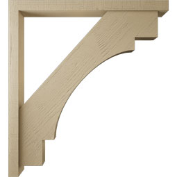 Ekena Millwork - BKTUR0352X40X44MRC05RCPR - Timberthane Faux Wood Merced Style Bracket w/ Offset Brace, Block Ends, 3 1/2"W x 40"D x 44"H, Primed Tan