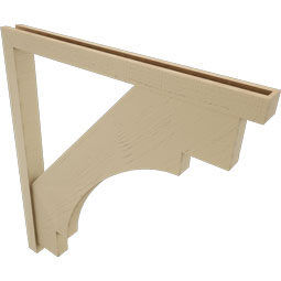 Ekena Millwork - BKTUR0352X40X44MRC05RCPR - Timberthane Faux Wood Merced Style Bracket w/ Offset Brace, Block Ends, 3 1/2"W x 40"D x 44"H, Primed Tan