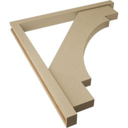 Ekena Millwork - BKTUR0352X40X44MRC05RCPR - Timberthane Faux Wood Merced Style Bracket w/ Offset Brace, Block Ends, 3 1/2"W x 40"D x 44"H, Primed Tan