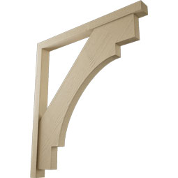 Ekena Millwork - BKTUR0352X40X44MRC05RCPR - Timberthane Faux Wood Merced Style Bracket w/ Offset Brace, Block Ends, 3 1/2"W x 40"D x 44"H, Primed Tan