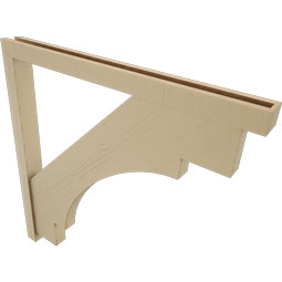 Ekena Millwork - BKTUR0352X42X42MRC05RCPR - Timberthane Faux Wood Merced Style Bracket w/ Offset Brace, Block Ends, 3 1/2"W x 42"D x 42"H, Primed Tan