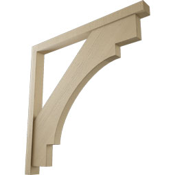 Ekena Millwork - BKTUR0352X42X42MRC05RCPR - Timberthane Faux Wood Merced Style Bracket w/ Offset Brace, Block Ends, 3 1/2"W x 42"D x 42"H, Primed Tan