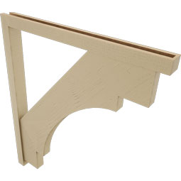 Ekena Millwork - BKTUR0352X42X48MRC05RCPR - Timberthane Faux Wood Merced Style Bracket w/ Offset Brace, Block Ends, 3 1/2"W x 42"D x 48"H, Primed Tan