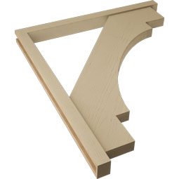 Ekena Millwork - BKTUR0352X42X48MRC05RCPR - Timberthane Faux Wood Merced Style Bracket w/ Offset Brace, Block Ends, 3 1/2"W x 42"D x 48"H, Primed Tan