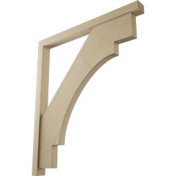 Ekena Millwork - BKTUR0352X42X48MRC05RCPR - Timberthane Faux Wood Merced Style Bracket w/ Offset Brace, Block Ends, 3 1/2"W x 42"D x 48"H, Primed Tan