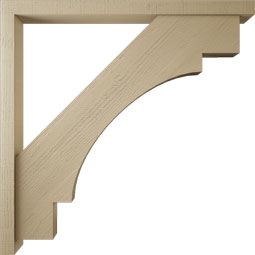 Ekena Millwork - BKTUR0352X46X46MRC05RCPR - Timberthane Faux Wood Merced Style Bracket w/ Offset Brace, Block Ends, 3 1/2"W x 46"D x 46"H, Primed Tan